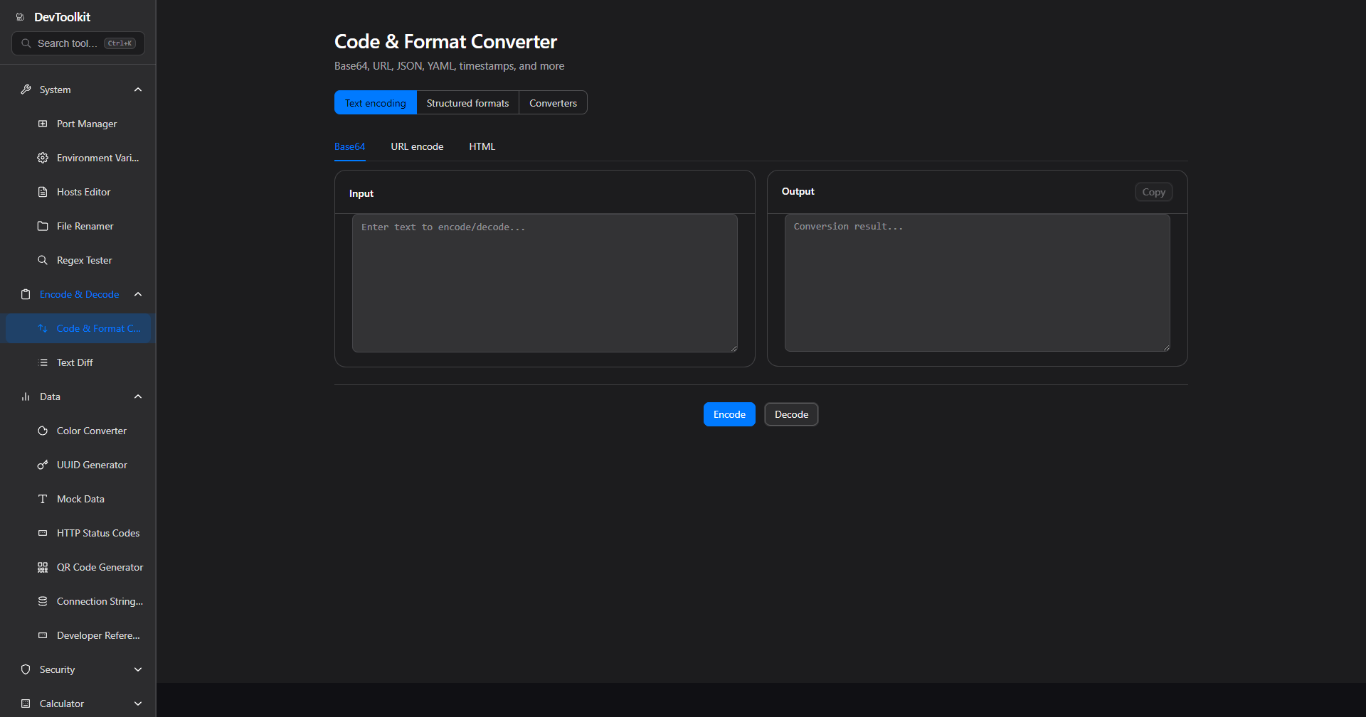 Code Format Converter (Dark)
